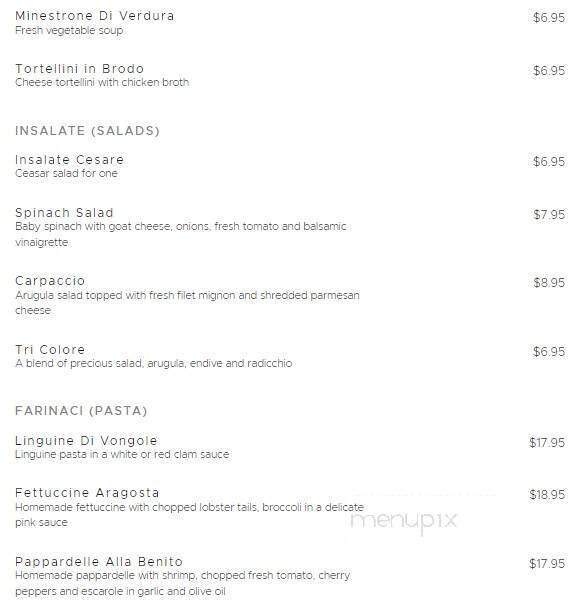 Benito's Trattoria Inc - Chester, NJ menu_pic