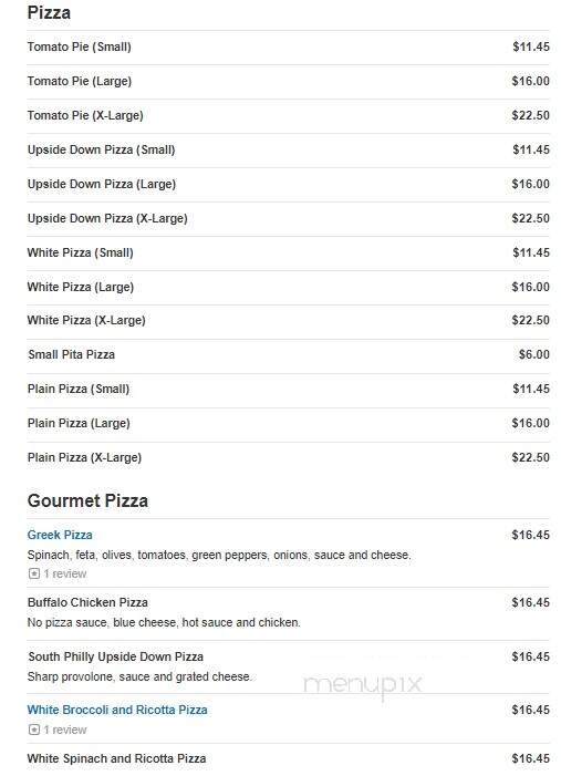 Paul Revere Pizza House - Lansdowne, PA menu_pic