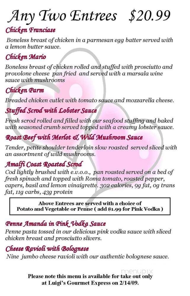 Luigi's Gourmet Express - Johnston, RI menu_pic