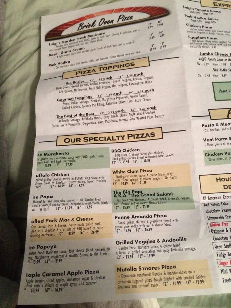 Luigi's Gourmet Express - Johnston, RI menu_pic