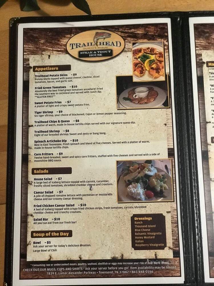 Trailhead Restaurant - Townsend, TN menu_pic