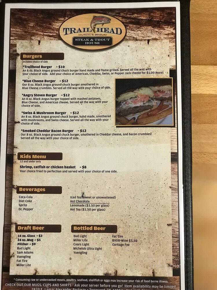 Trailhead Restaurant - Townsend, TN menu_pic
