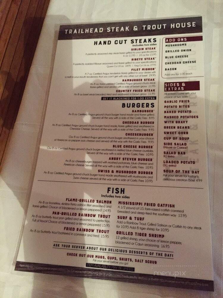 Trailhead Restaurant - Townsend, TN menu_pic