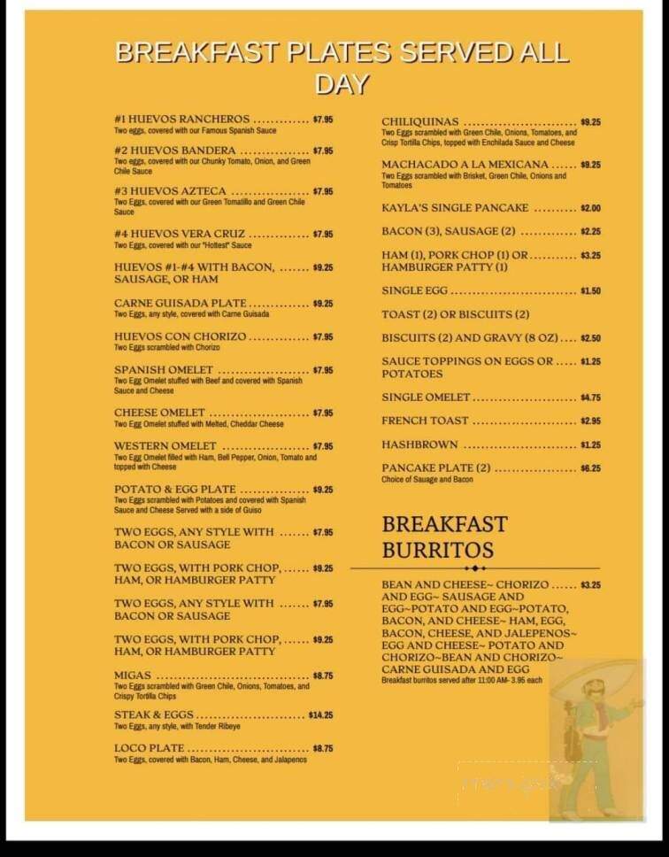 Franco's Cafe - San Angelo, TX menu_pic