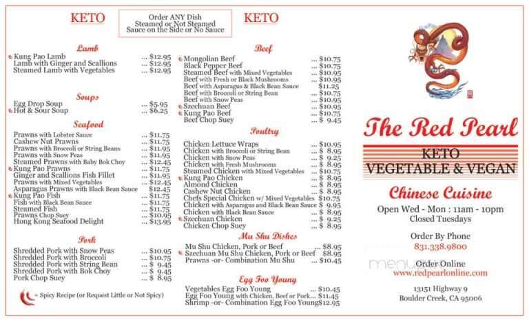 Red Pearl Chinese Cuisine - Boulder Creek, CA menu_pic