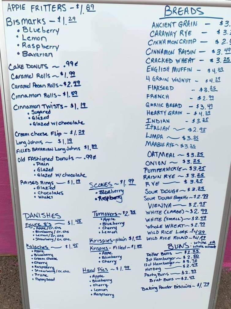 Isle Bakery - Isle, MN menu_pic