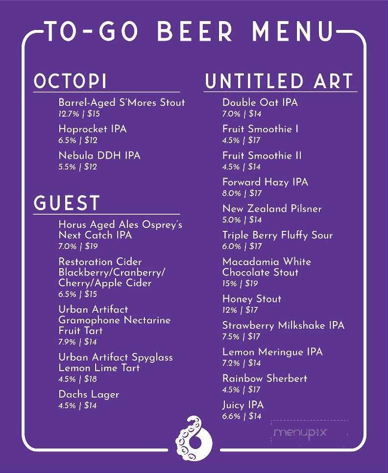 Octopi Brewing - Waunakee, WI menu_pic