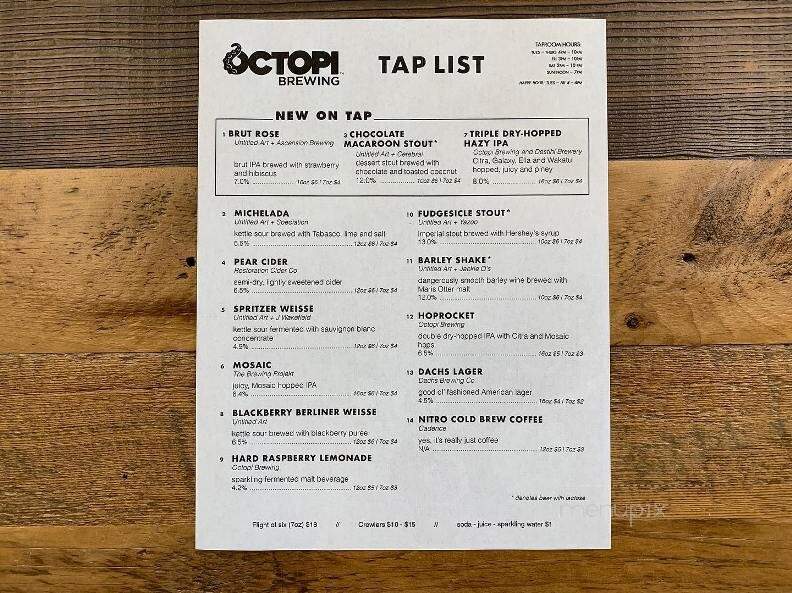 Octopi Brewing - Waunakee, WI menu_pic