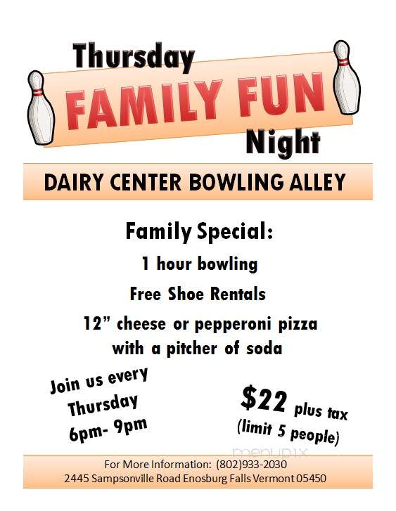 Dairy Center Bowling Center - Enosburg Falls, VT
