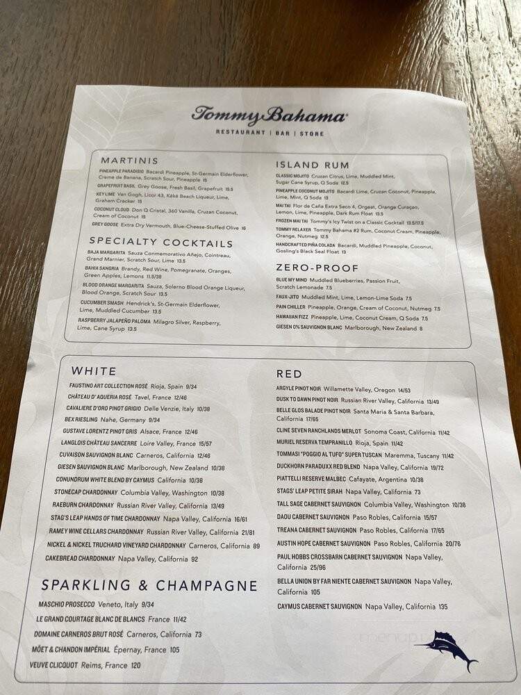 Tommy Bahama Restaurant | Bar | Store - Jupiter, FL menu_pic