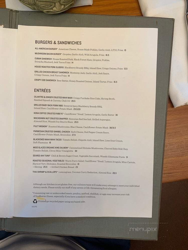 Tommy Bahama Restaurant | Bar | Store - Jupiter, FL menu_pic