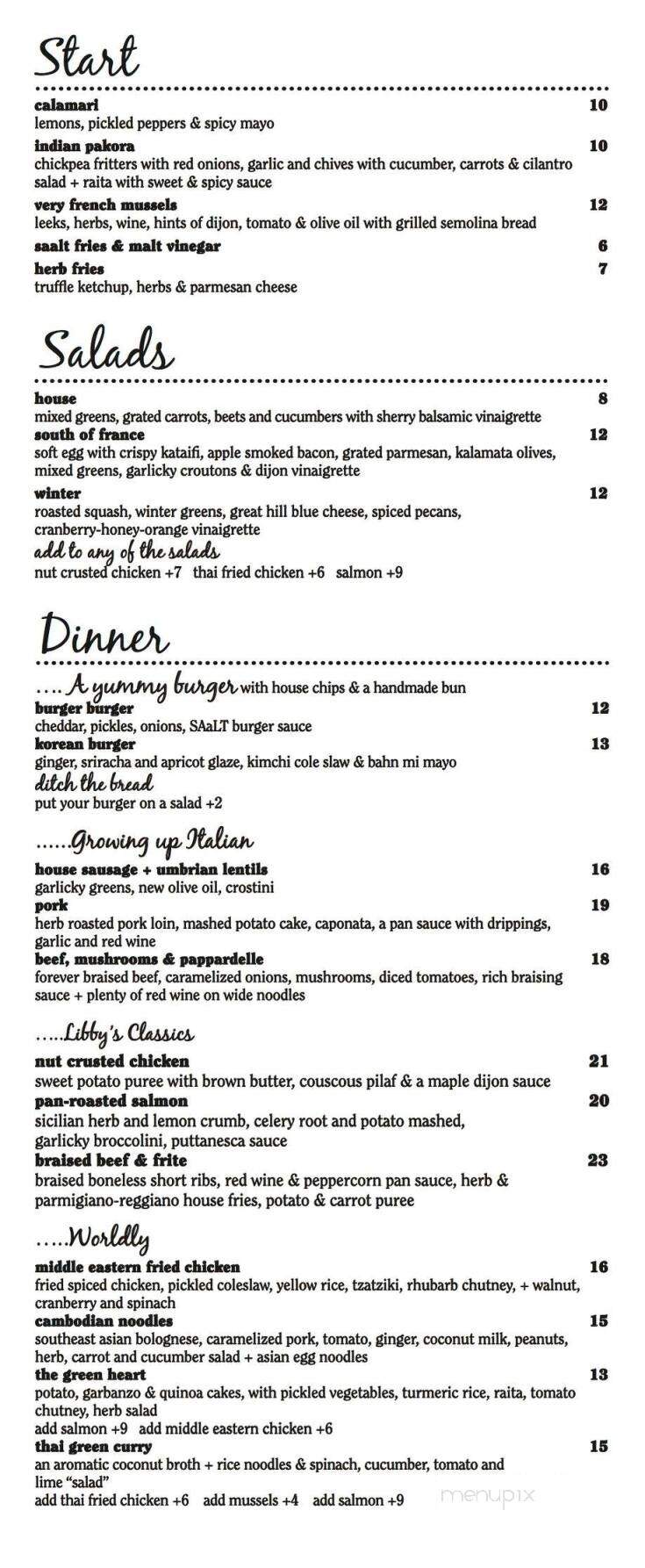 Saalt Pub - Gorham, NH menu_pic