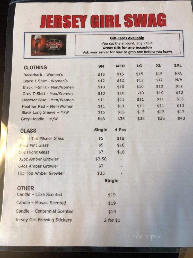Jersey Girl Brewing - Hackettstown, NJ menu_pic