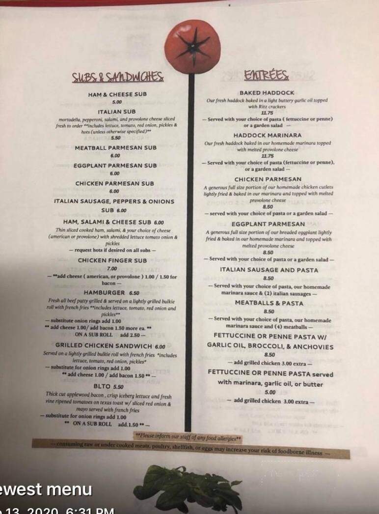 Anthony's - Seabrook, NH menu_pic
