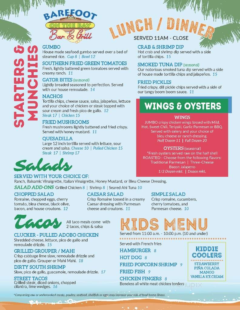 Barefoot on the Bay - Panama City, FL menu_pic