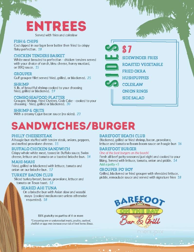 Barefoot on the Bay - Panama City, FL menu_pic