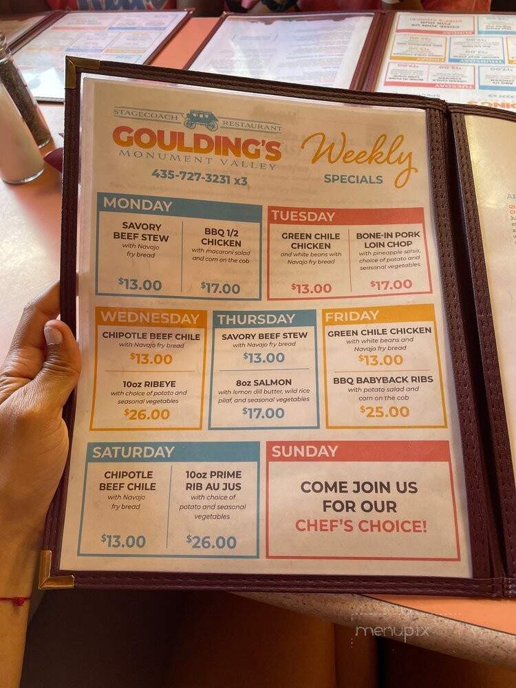 Goulding's Lodge Dining Room - Oljato-Monument Valley, UT menu_pic
