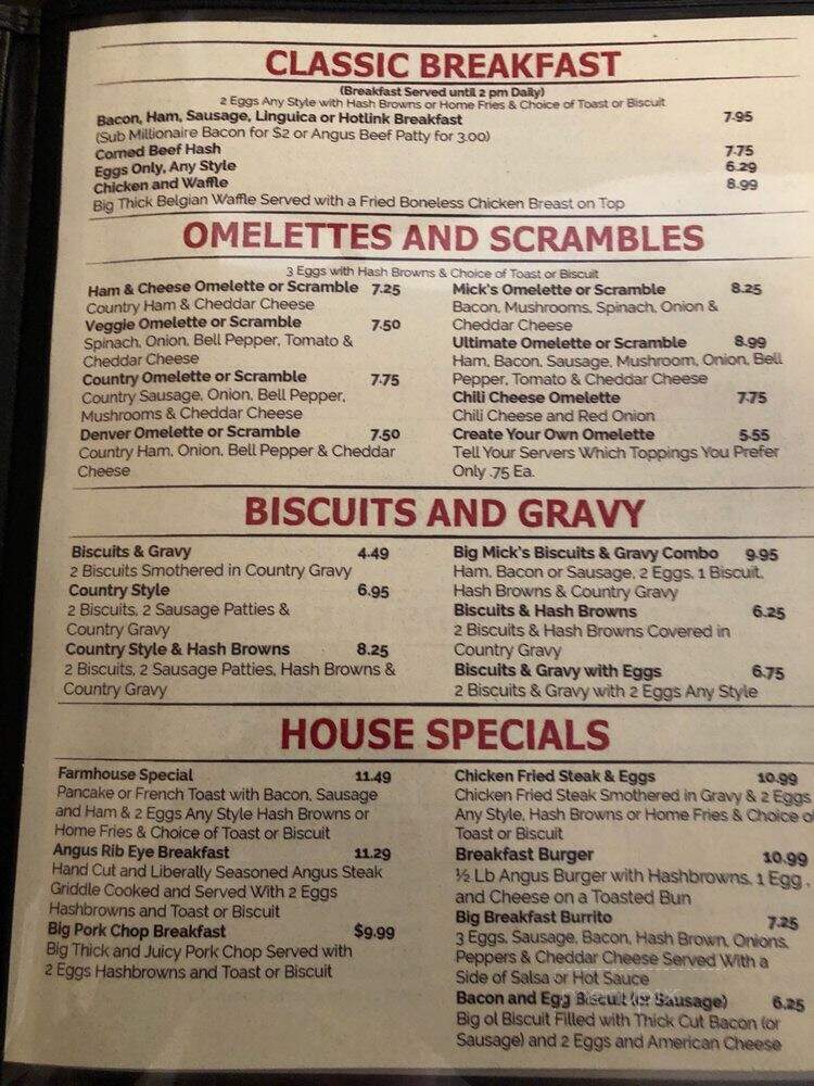 Micks Big Bite Cafe - Susanville, CA menu_pic