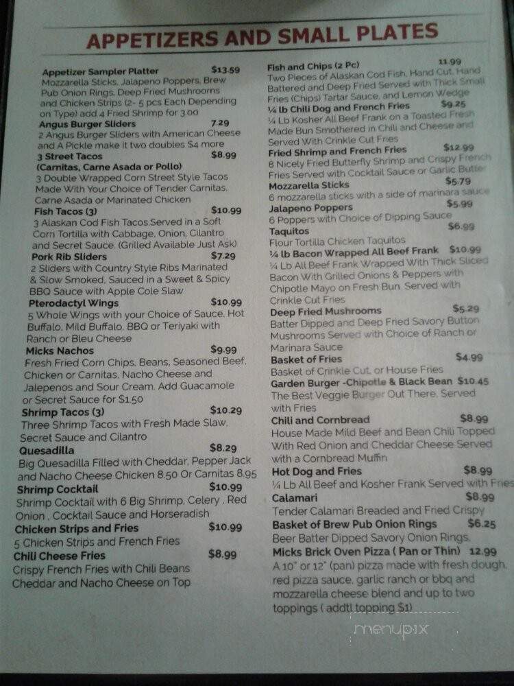 Micks Big Bite Cafe - Susanville, CA menu_pic