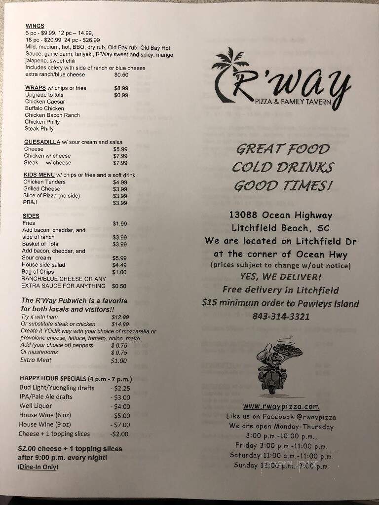 R'Way Pizza and Family Tavern - Pawleys Island, SC