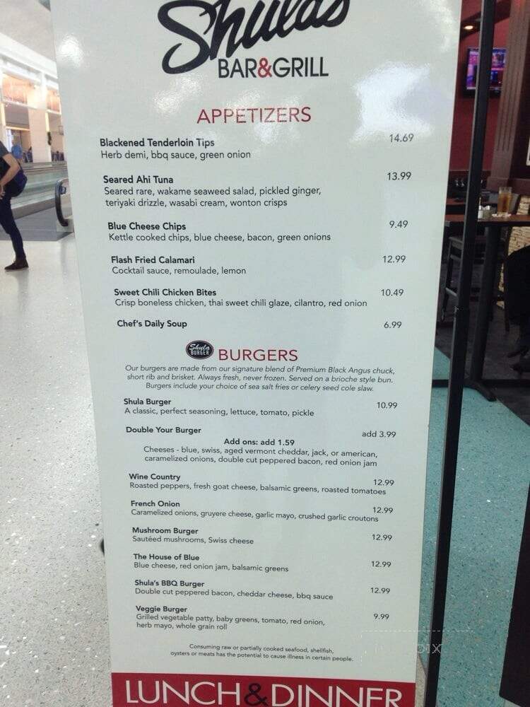 Shula's Bar & Grill - Jacksonville, FL menu_pic
