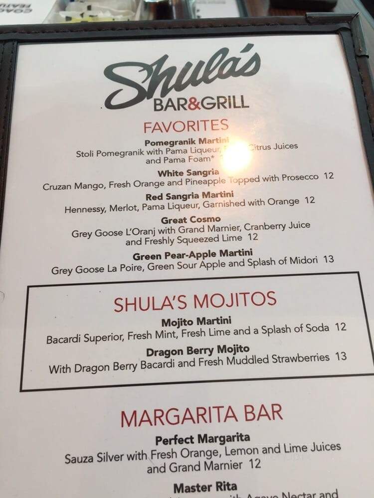 Shula's Bar & Grill - Jacksonville, FL menu_pic