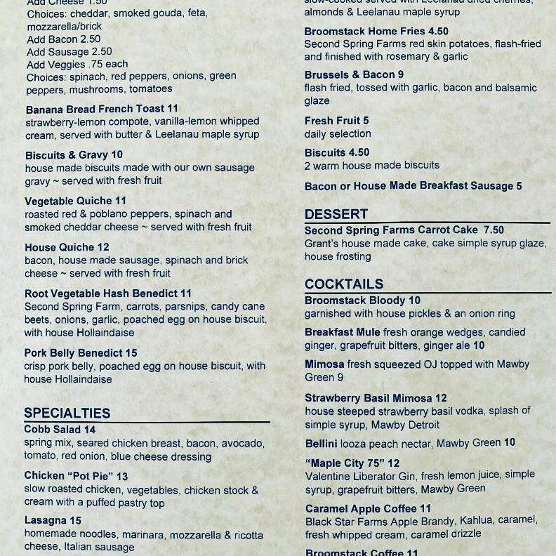 Broomstack Kitchen & Taphouse - Maple City, MI menu_pic