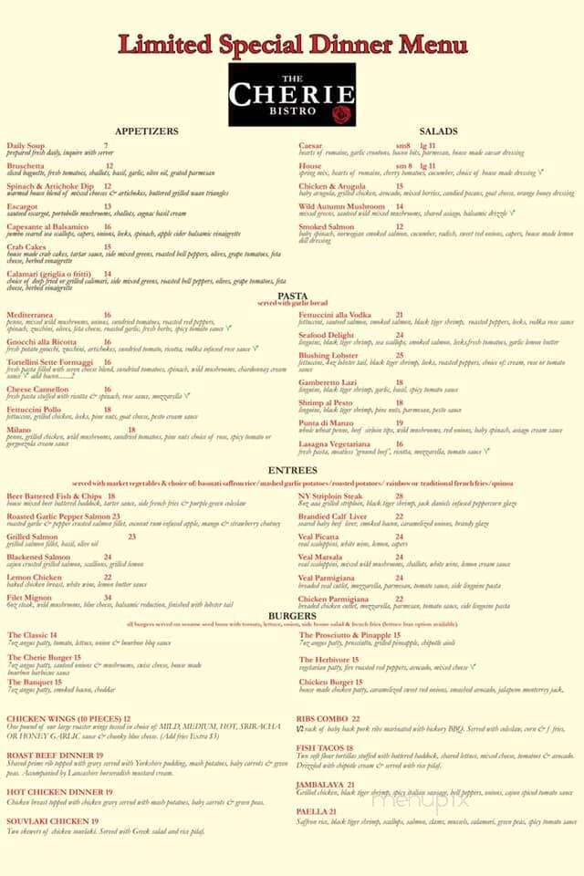 The Cherie Bistro - Toronto, ON menu_pic