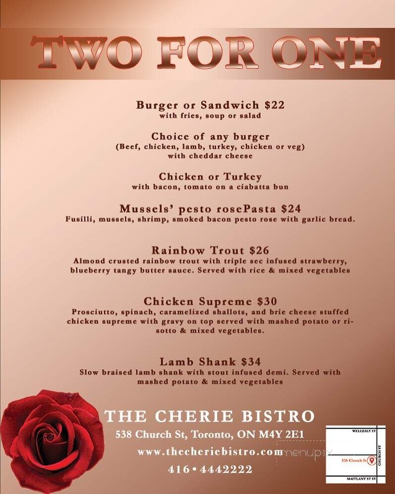 The Cherie Bistro - Toronto, ON menu_pic