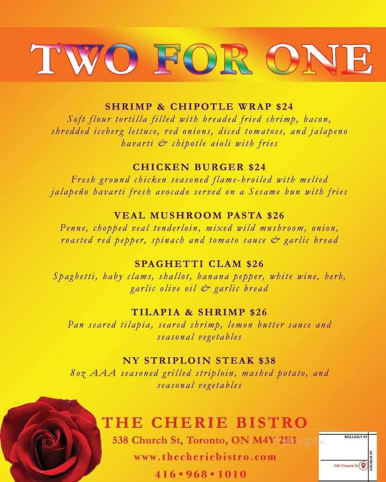 The Cherie Bistro - Toronto, ON menu_pic