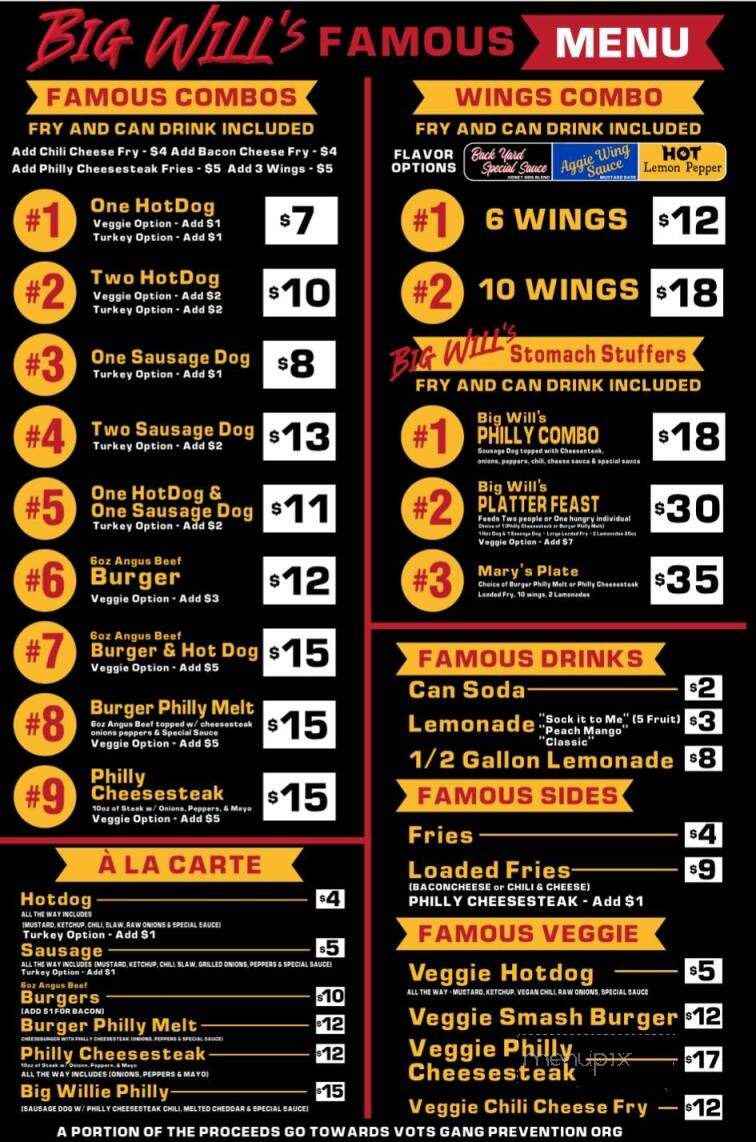 Backyard Flames 'Big Will's Famous Hotdogs' - Greensboro, NC menu_pic