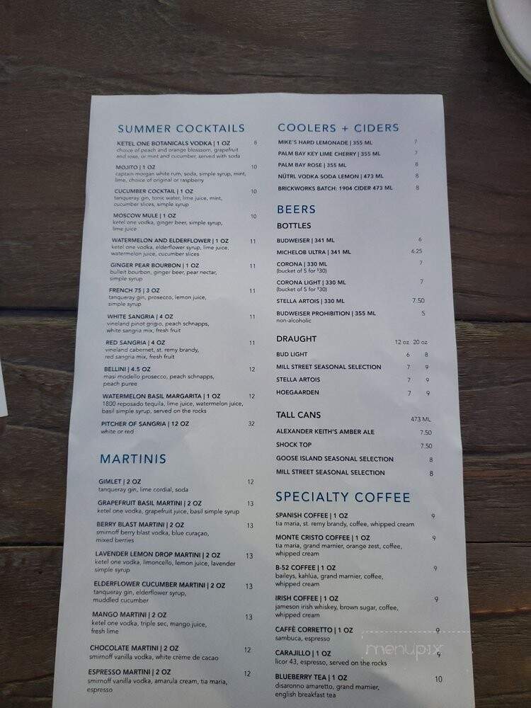 The Beach Club Restaurant at Friday Harbour Resort - Innisfil, ON menu_pic