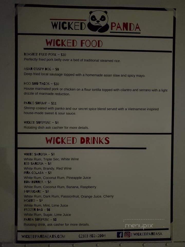 Wicked Panda - San Antonio, TX menu_pic