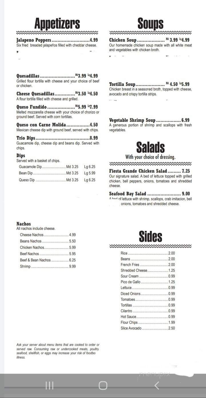 Casa Fiesta - Milton, WI menu_pic