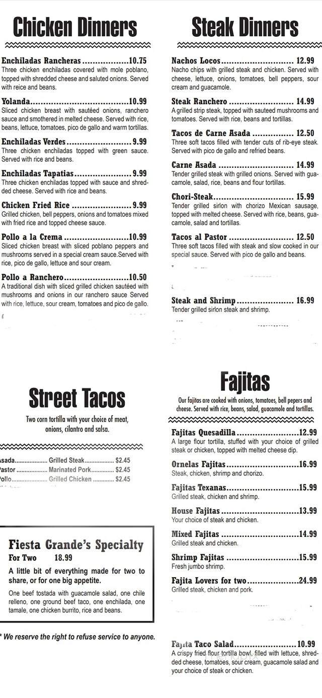 Casa Fiesta - Milton, WI menu_pic