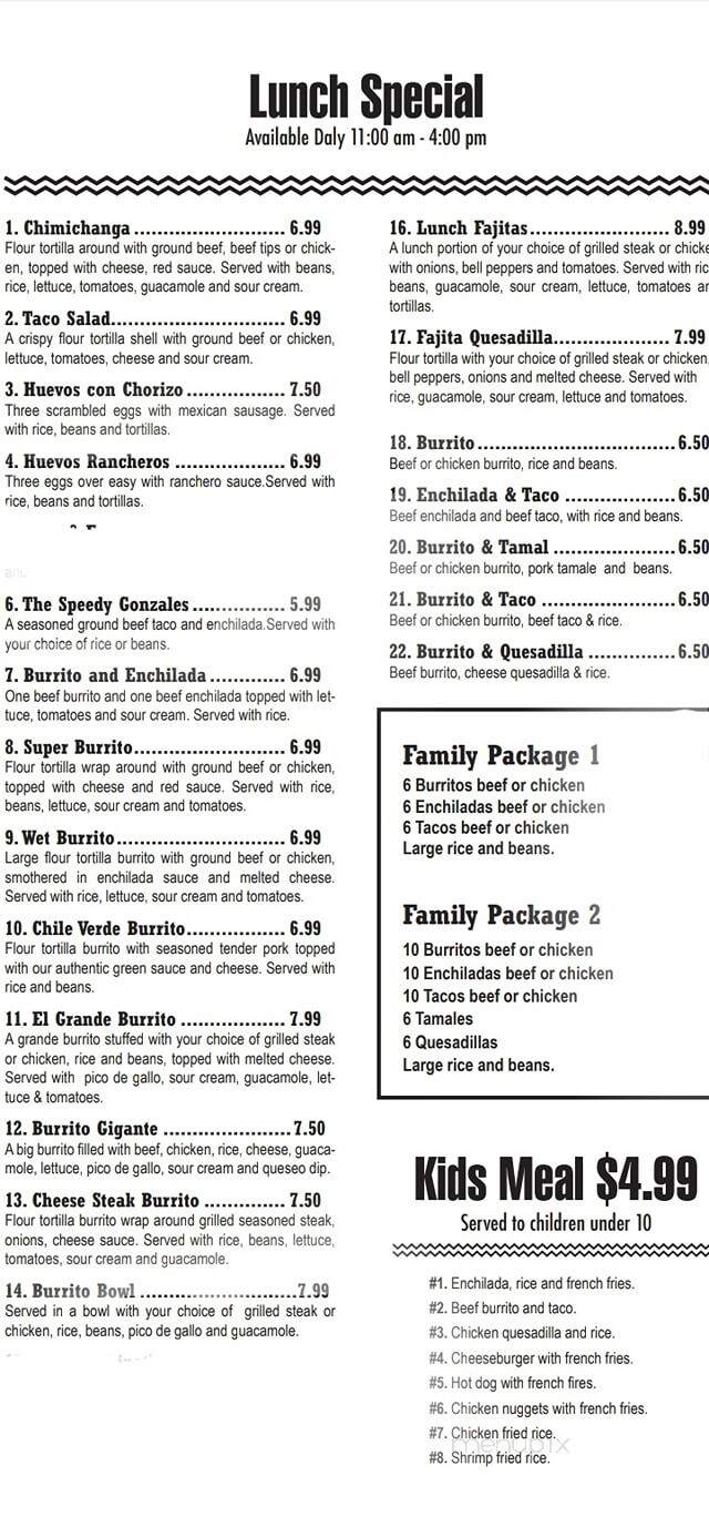 Casa Fiesta - Milton, WI menu_pic