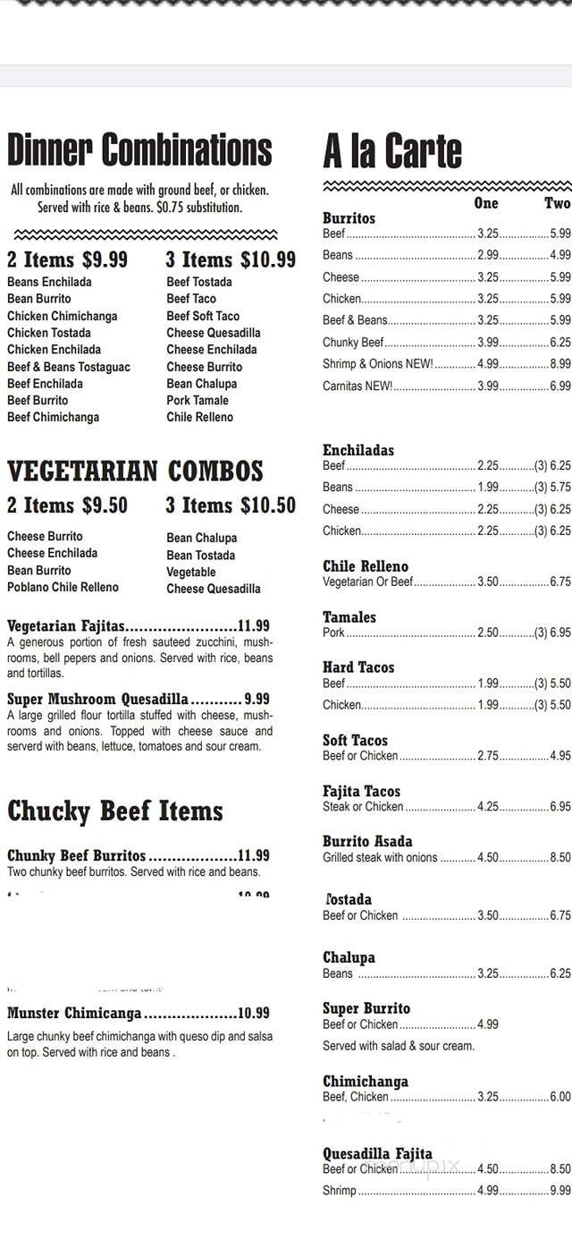 Casa Fiesta - Milton, WI menu_pic