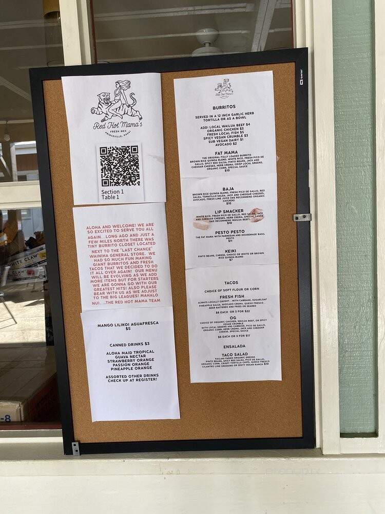 Red Hot Mama's Fresh Mex - Princeville, HI menu_pic