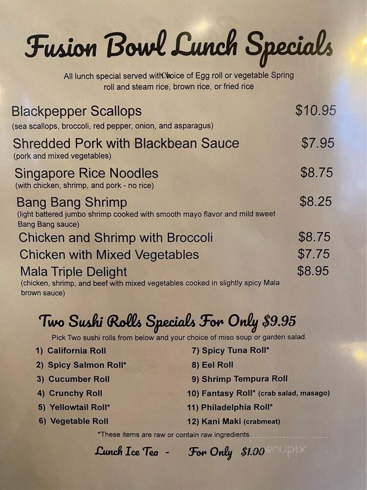 Fusion Bowl - Cornelius, NC menu_pic