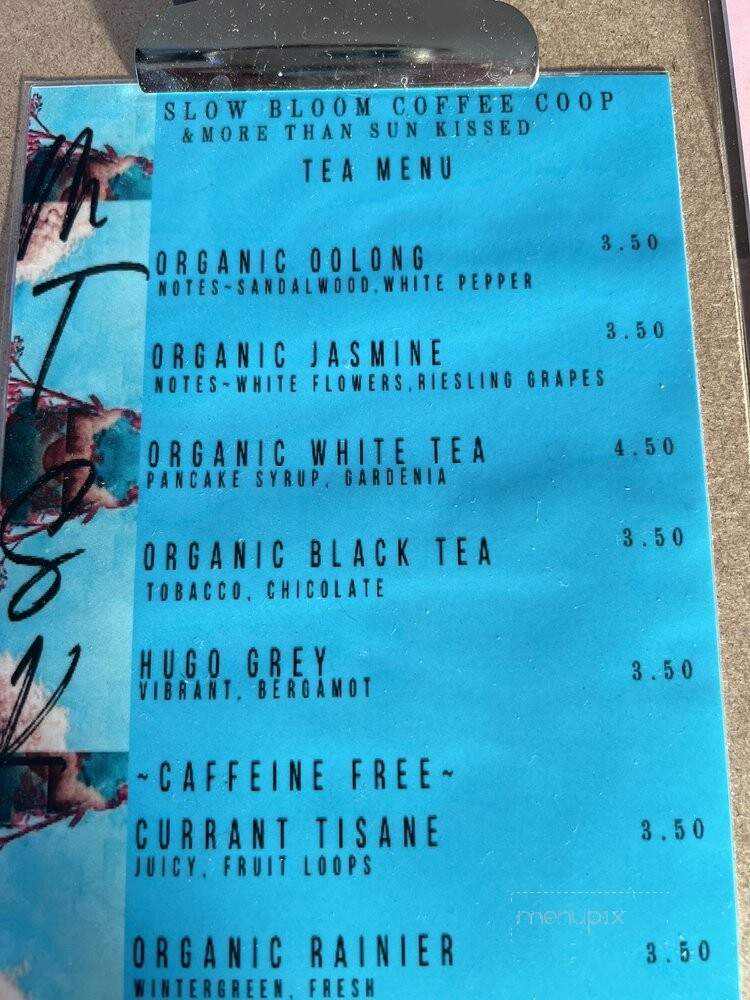 Slow Bloom Coffee - Redlands, CA menu_pic