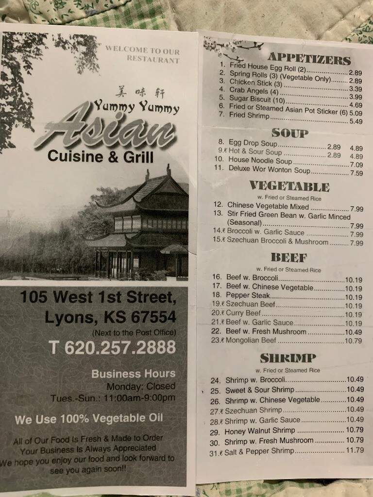 Yummy Yummy Asian Cuisine Chinese - Lyons, KS menu_pic