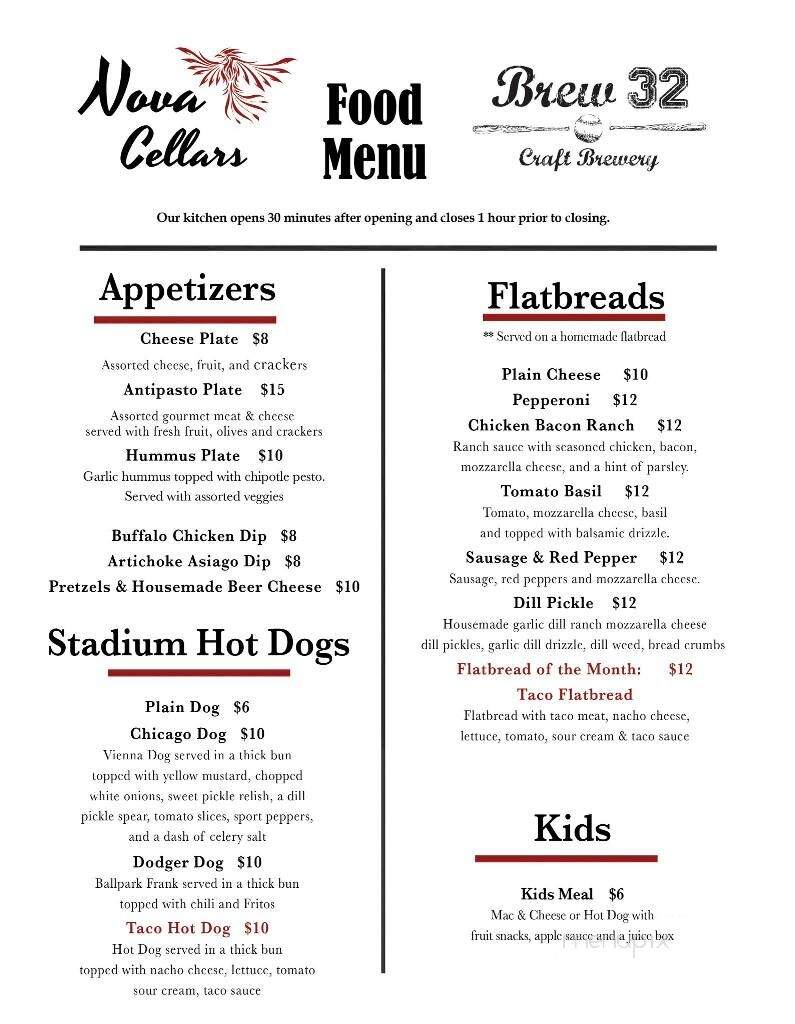 Nova Cellars Winery - New Wilmington, PA menu_pic