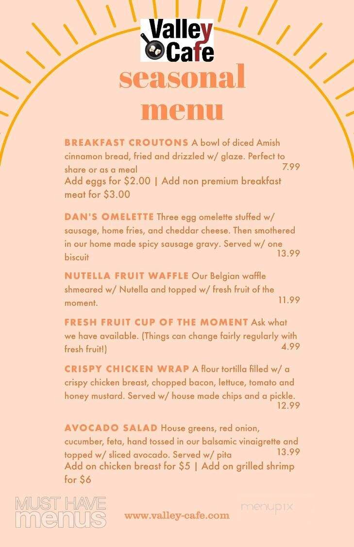 Valley Cafe - Wadsworth, OH menu_pic
