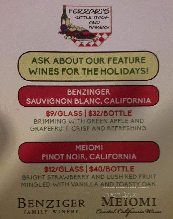 Ferrari's Little Italy - Cincinnati, OH menu_pic