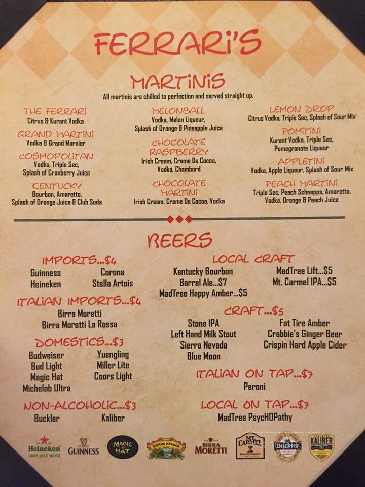 Ferrari's Little Italy - Cincinnati, OH menu_pic