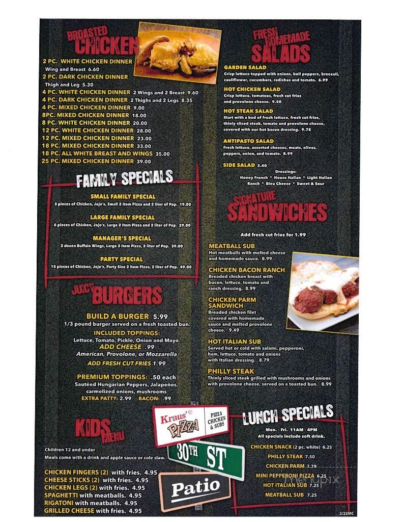 Kraus' Pizza - Canton, OH menu_pic