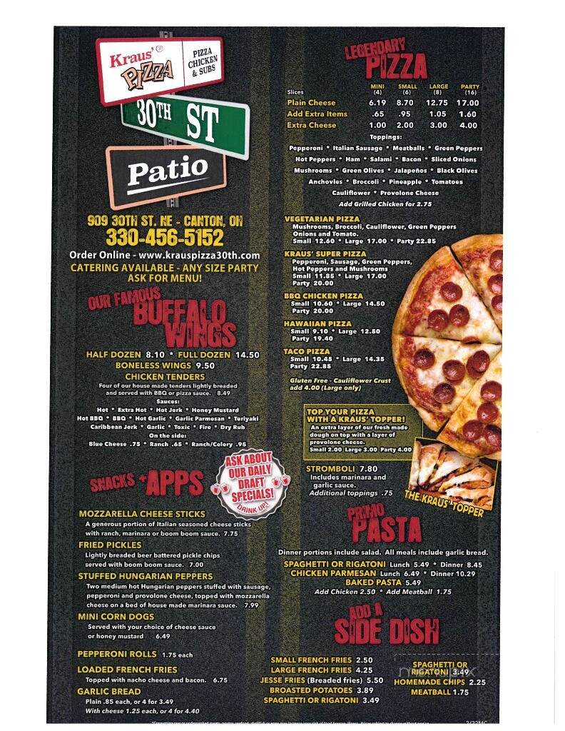 Kraus' Pizza - Canton, OH menu_pic
