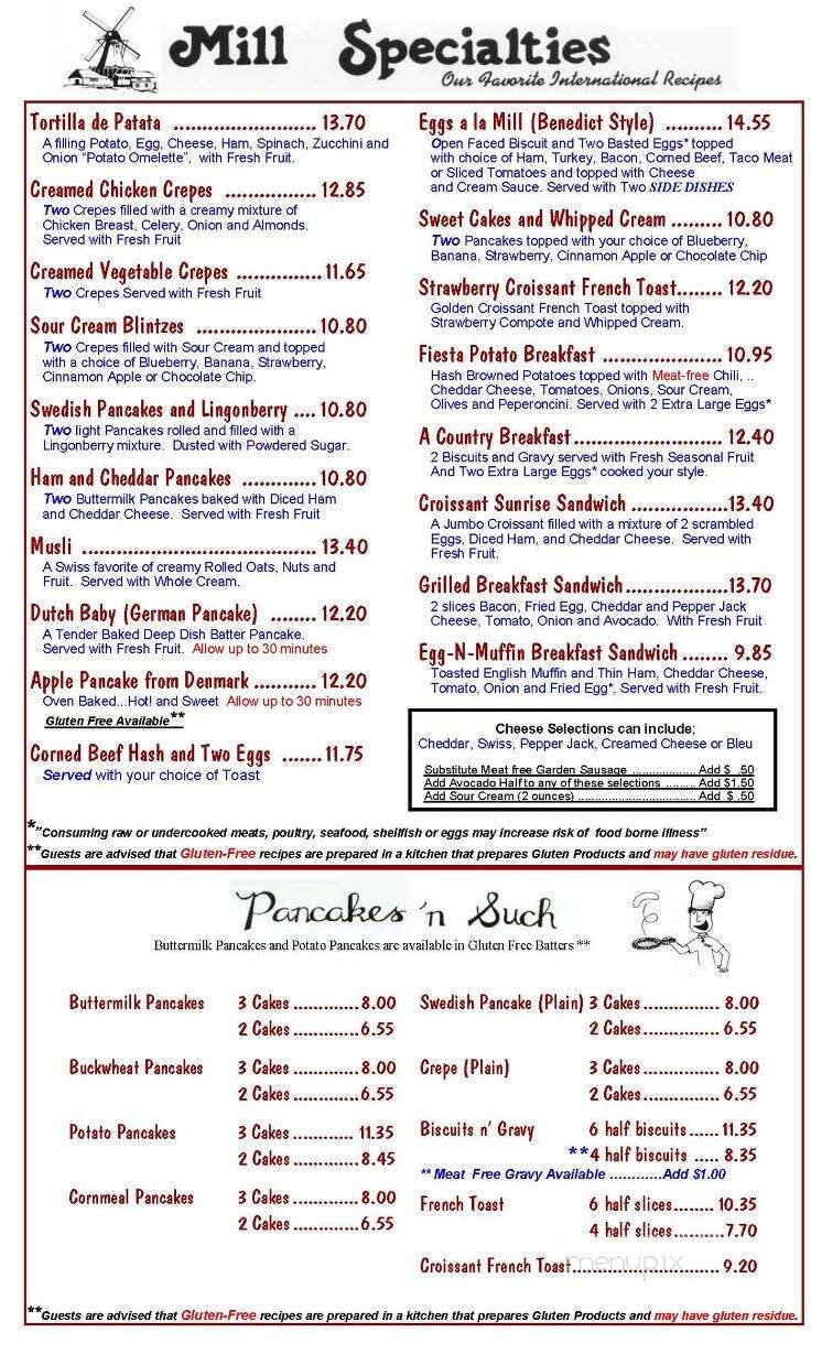 Pancake Mill Restaurant - North Bend, OR menu_pic