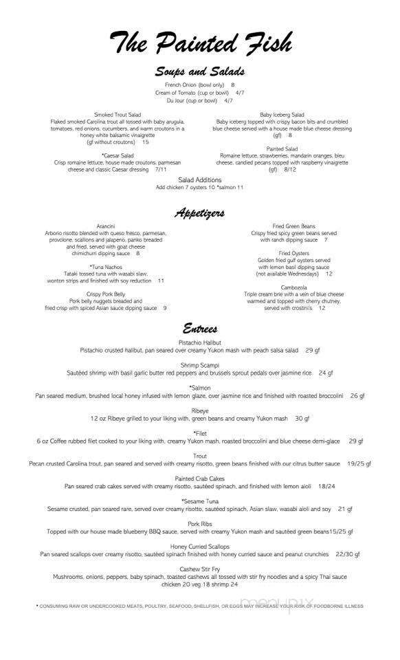 Painted Fish Cafe Beer Bar - Banner Elk, NC menu_pic