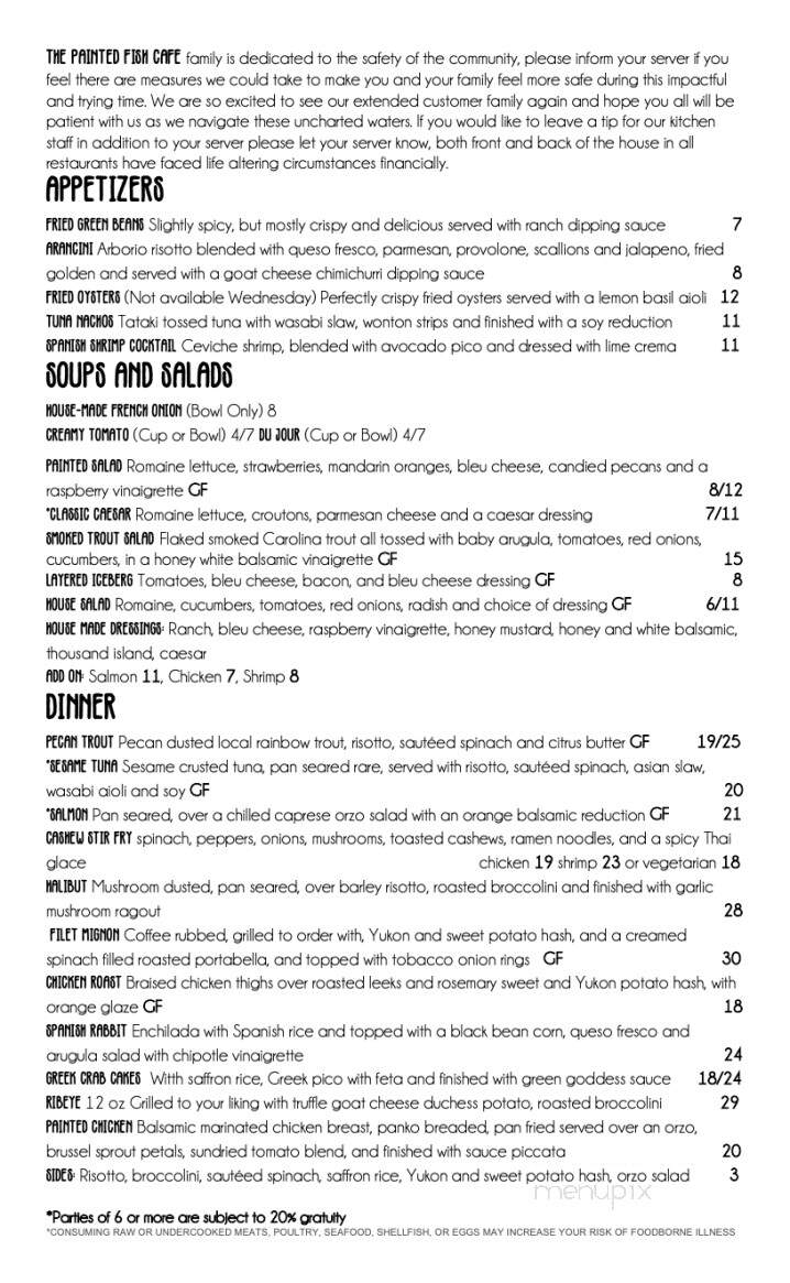 Painted Fish Cafe Beer Bar - Banner Elk, NC menu_pic